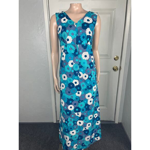 Eleu Dresses & Skirts - Vintage 60s 70's Eleu Hawaii Women's Dress Hawaiian Floral Retro Maxi Cotton YY4